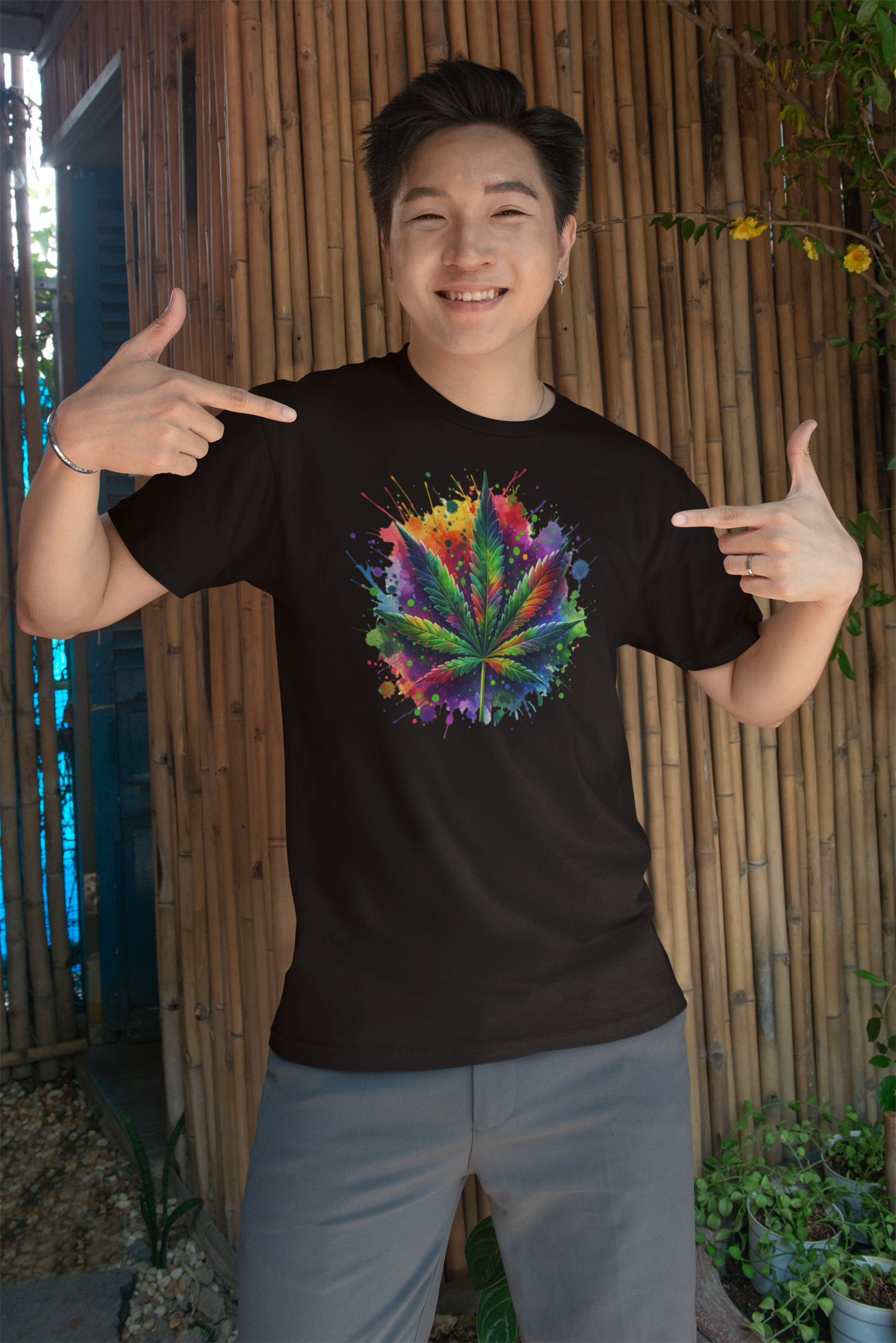 🌈 Stay Trippy & Lifted – Psychedelic Weed Leaf Tee 💨🔥