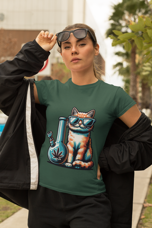 🐱 Stoned & Purrfect – Chill Cat Bong Tee 💨