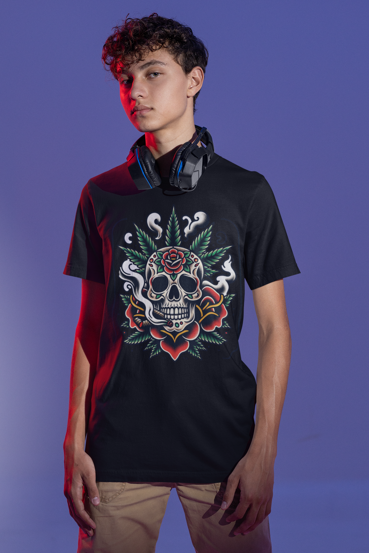 💀 Stay Lit & Celebrate Life – Día de los Dankos Skull Tee 💨🔥